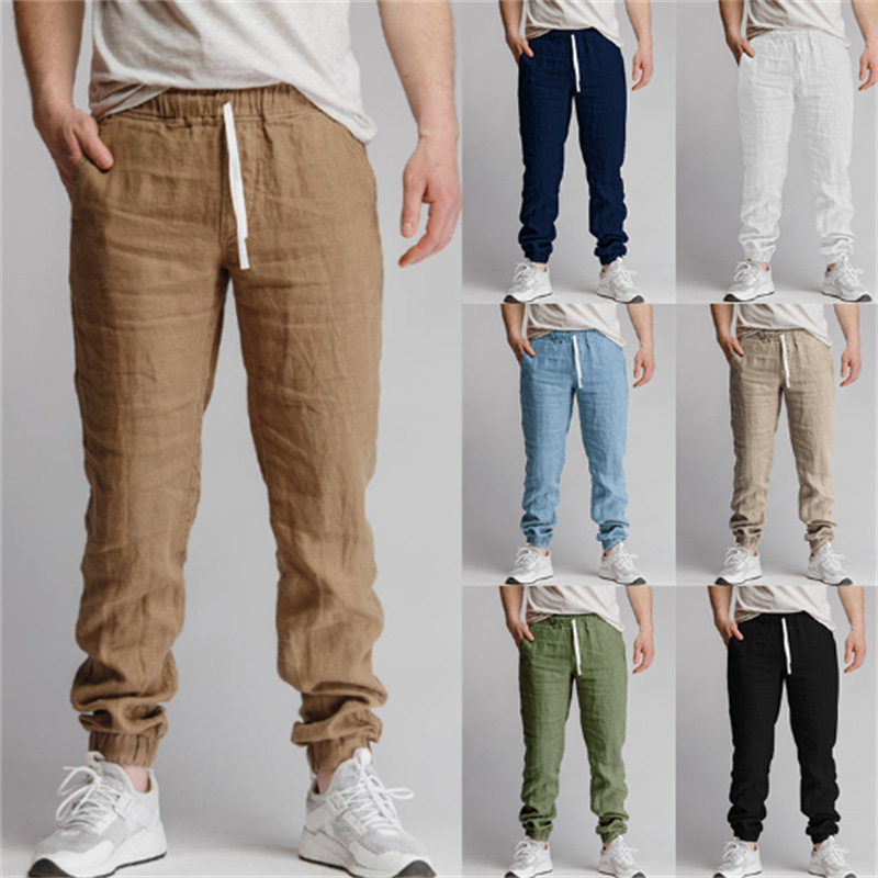 Solid-color Drawstring Outdoor Casual Breathable Jogger Pants With Elastic Cuffs