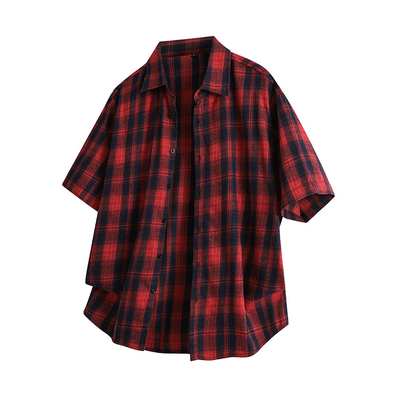 Men's Short-sleeved Plaid Shirt
