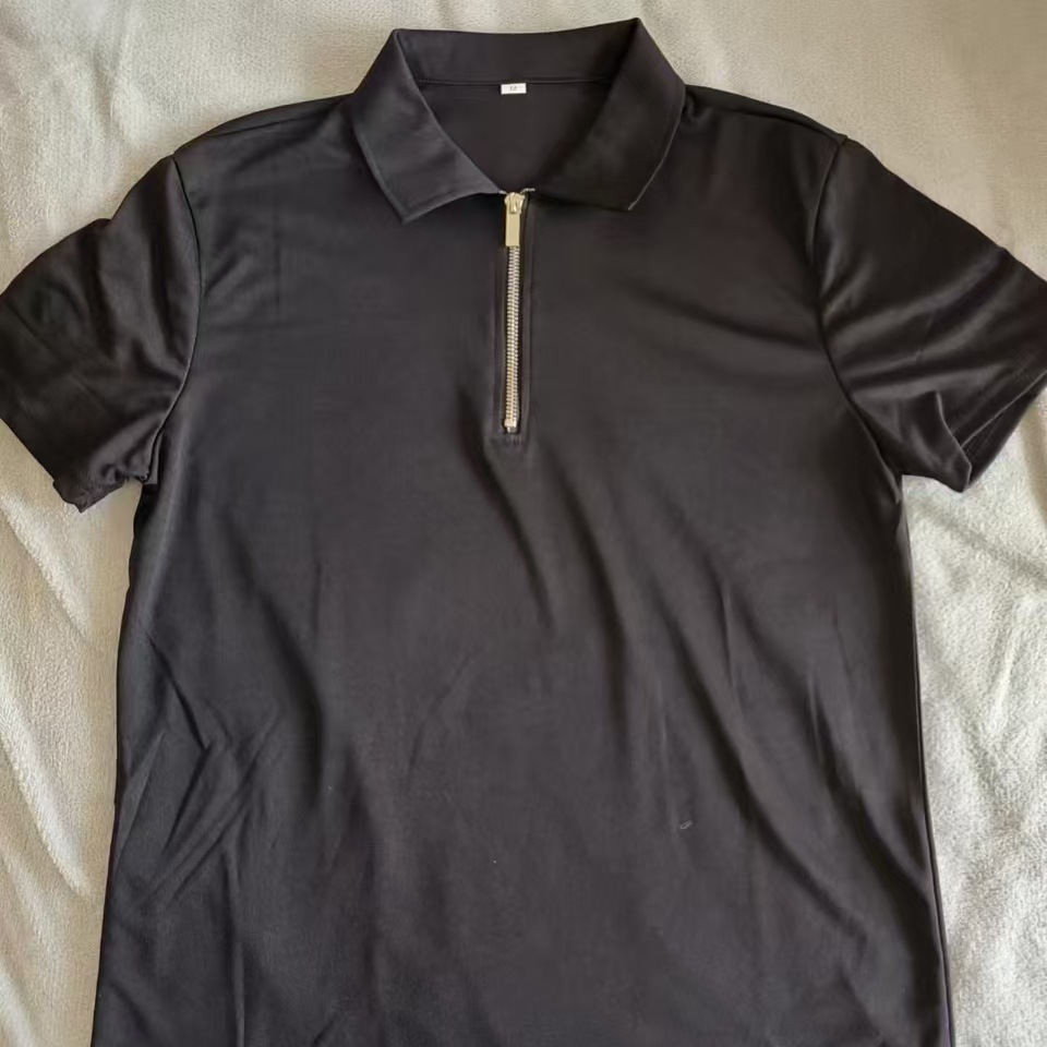 Summer Men's Polo Shirt Solid Color Short-Sleeved Lapel T-Shirt Casual Fitted Top…