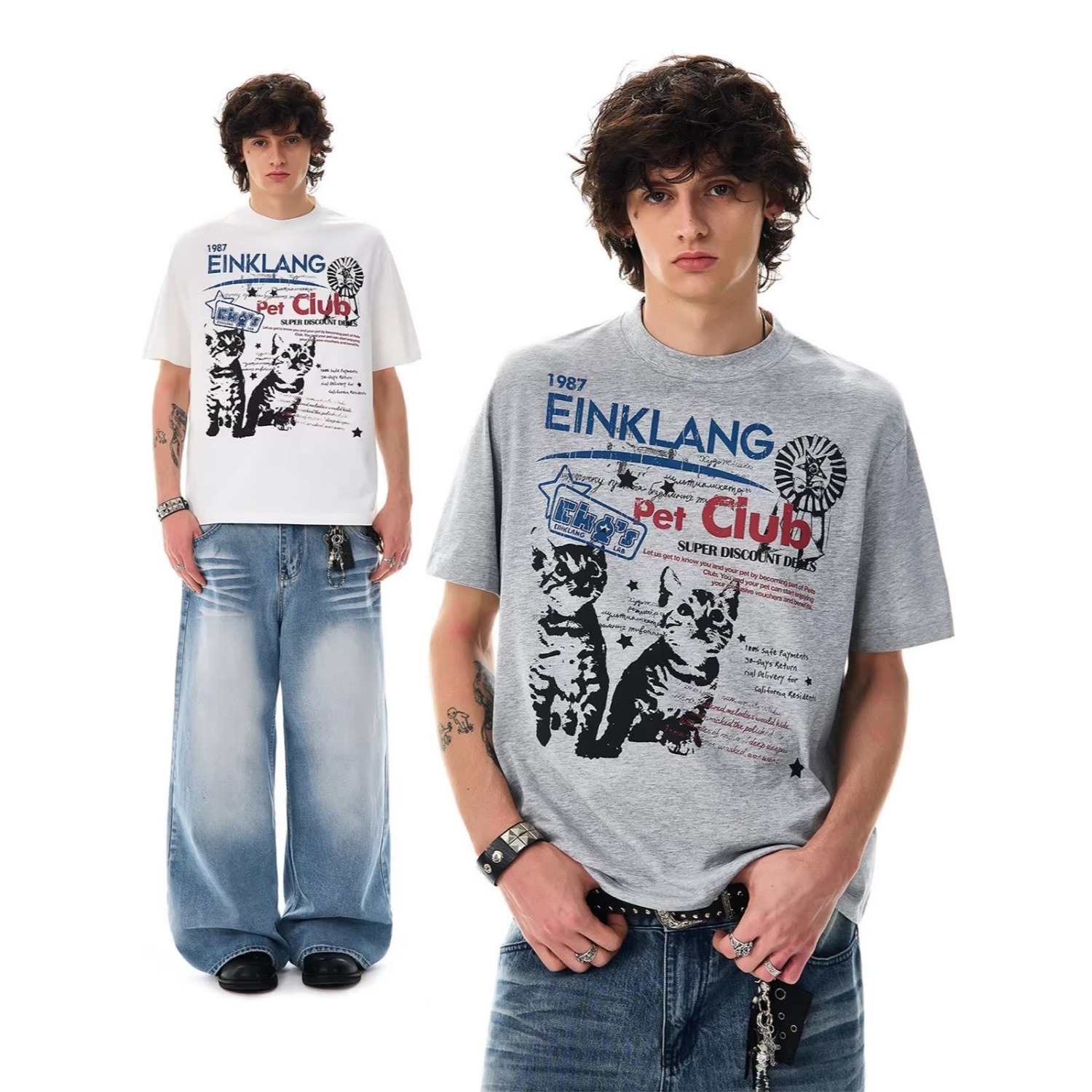 American-style Vintage Cat Summer New Short-sleeve
