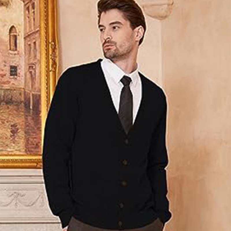 Mens Long-Sleeve Knitted Vest Jacket