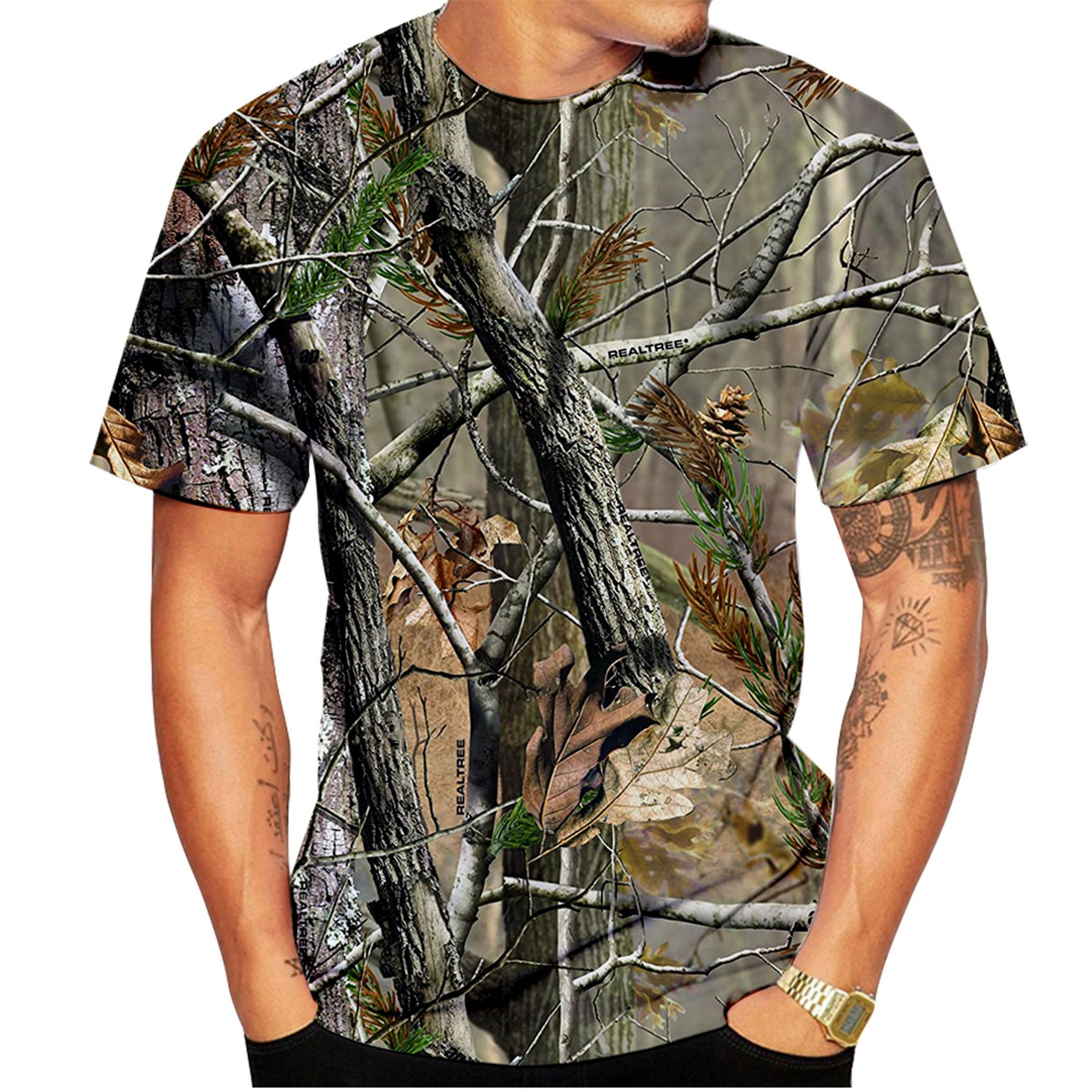 3D Digital-Print Camouflage Mens And Womens Casual Short-Sleeve T-Shirt