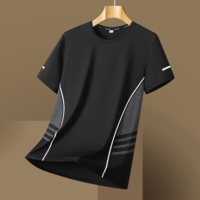 Ice-silk Quick-drying Mesh Breathable Printed Crew-neck Loose-fit T-shirt