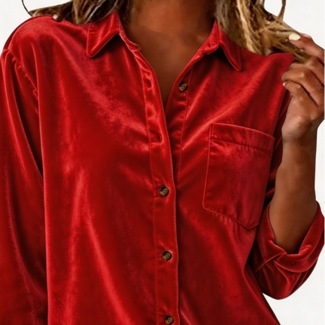 Women's Corduroy Lapel Long-sleeve Shirt