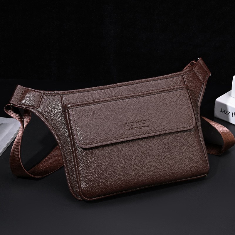 High-end Vintage-style Trendy Large-capacity Water-resistant Lychee-patterned Shoulder Bag