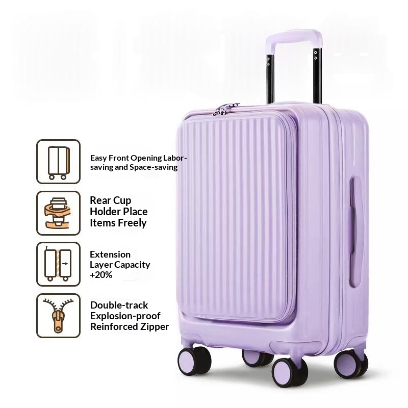 Wisteria Color -New Side-Opening Expandable 20-Inch Carry-On Rolling Suitcase 26-Lock…