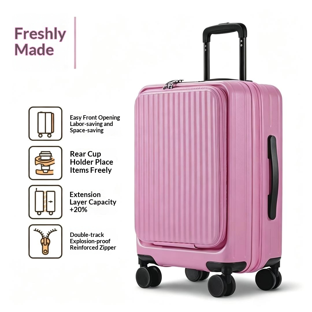 Dried Rose -New Side-Opening Expandable 20-Inch Carry-On Rolling Suitcase 26-Lock Travel…