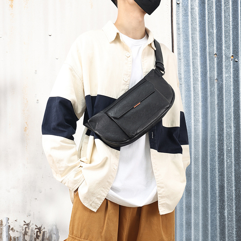 Leather Casual Trendy Brand Shoulder Bag, Men's Bag, Leather High-end Feeling, Men's…