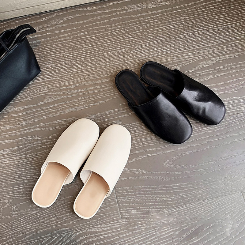 Women's Square-toe Flat-heeled Mule Sandals