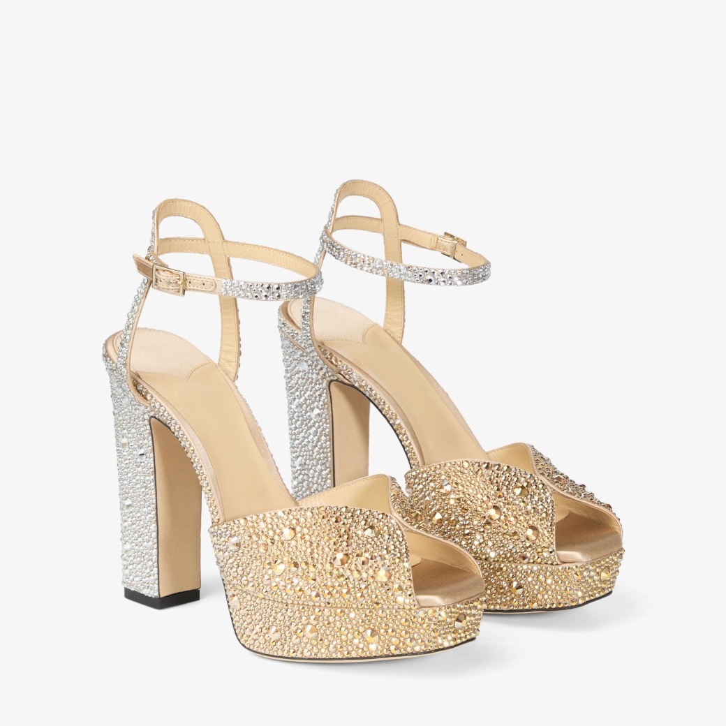 Rhinestone-decorated Fish-mouth High-heeled Sandals With A Thick Sole Featuring A Chunky…