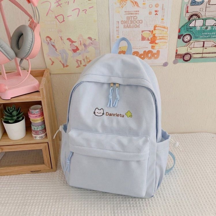 Japanese Solid Color College Student Backpack Female New Lightweight Junior High School…