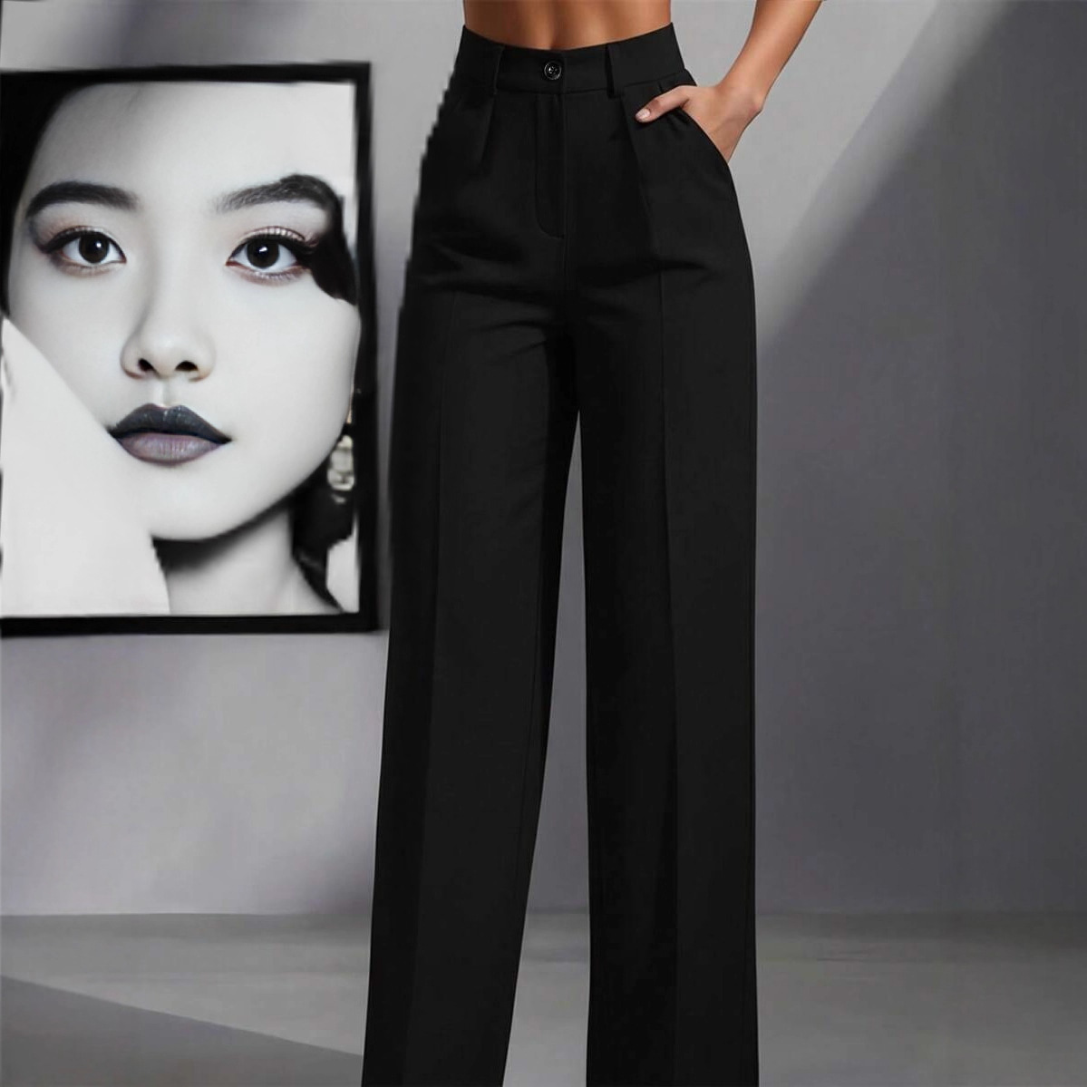 European And American Independent Site Solid Color Casual Women's High-Waisted Pleated…