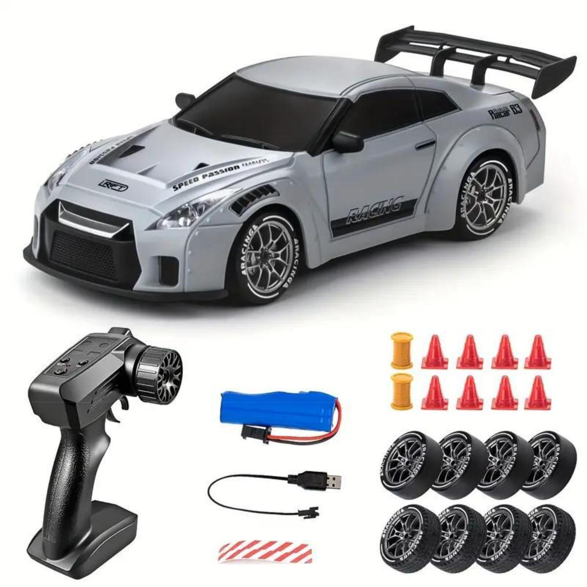 Scale 2.4GHz 4WD Remote Control RC Drift Car High Speed LED Lights Drift Tires Kids Toy…