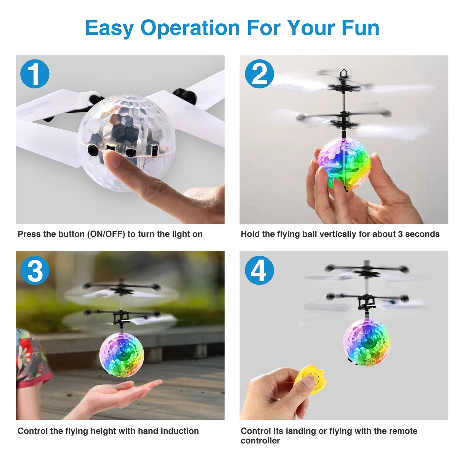 RC Flying Balls Electric Infrared Induction Drone Helicopter Ball LED Light Kids Flying…
