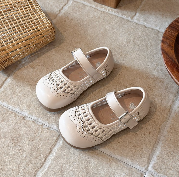 Spring Summer New Korean Style Girls Hollow Out Leather Sandals, Woven Style Princess…