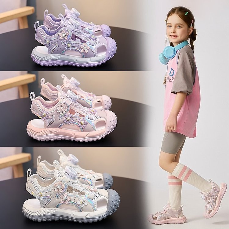 Summer New Girls Closed-Toe Sandals, Kids Soft Sole Non-Slip Beach Shoes, Girls Sports…