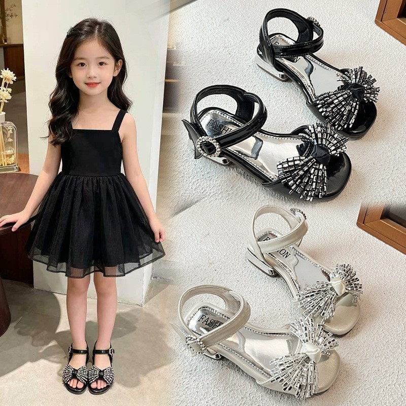 Spring New Girls High Heel Sandals, One Strap Buckle Thick Block Heel Elegant Dress…