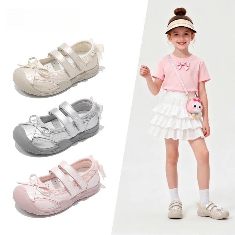 Summer Girls Ballet Shoes, Mesh Breathable Casual Sneakers For Little & Big Kids