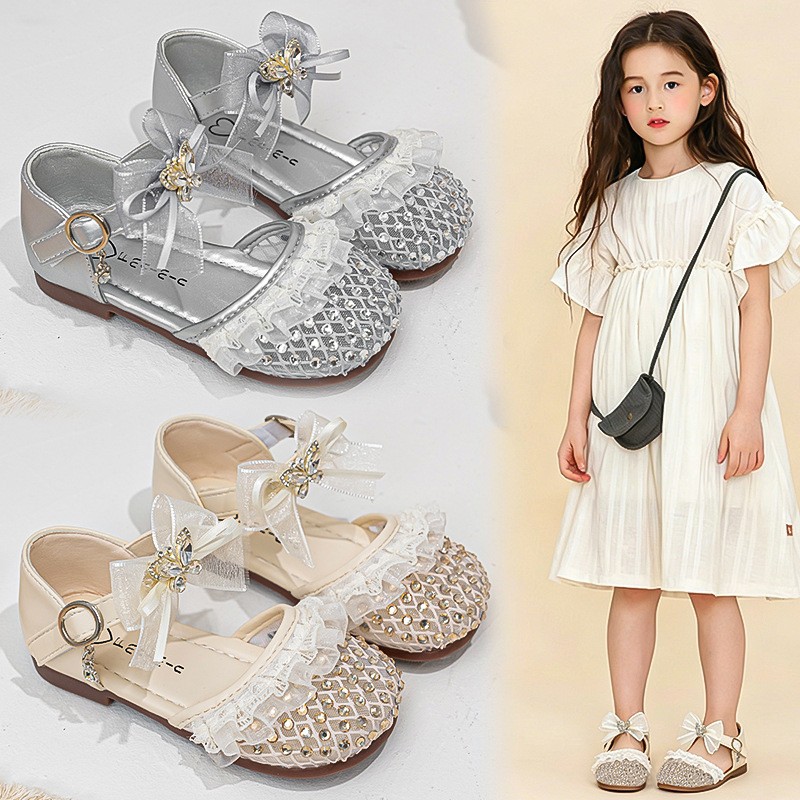 Summer New Girls Woven Closed-Toe Sandals, Soft Sole Anti-Collision Lightweight Princess…