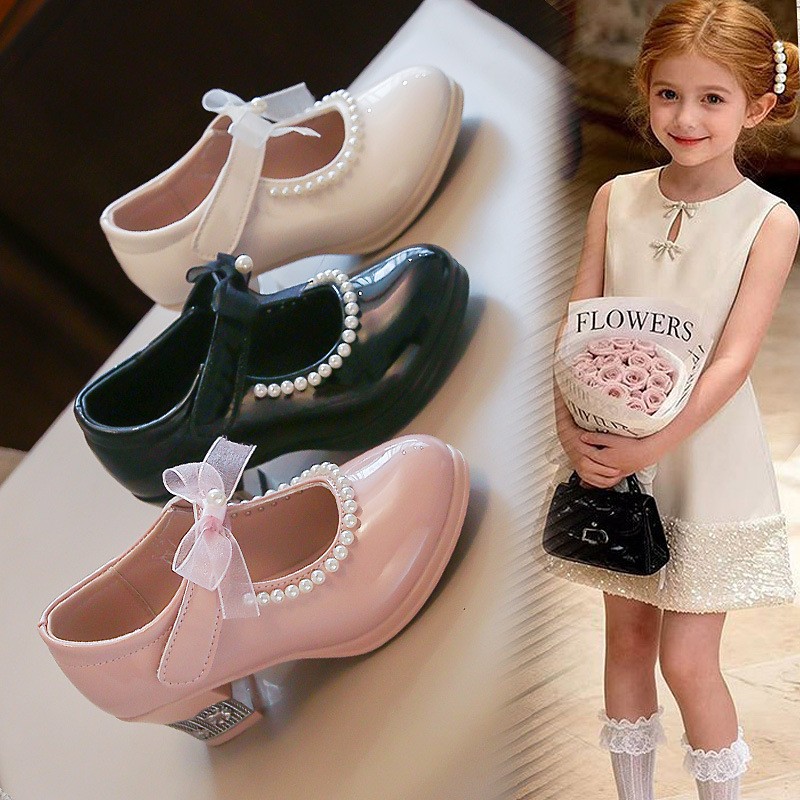 Summer New Girls Block Heel Princess Shoes, Stylish Kids Loafers, Versatile Leather Dress…