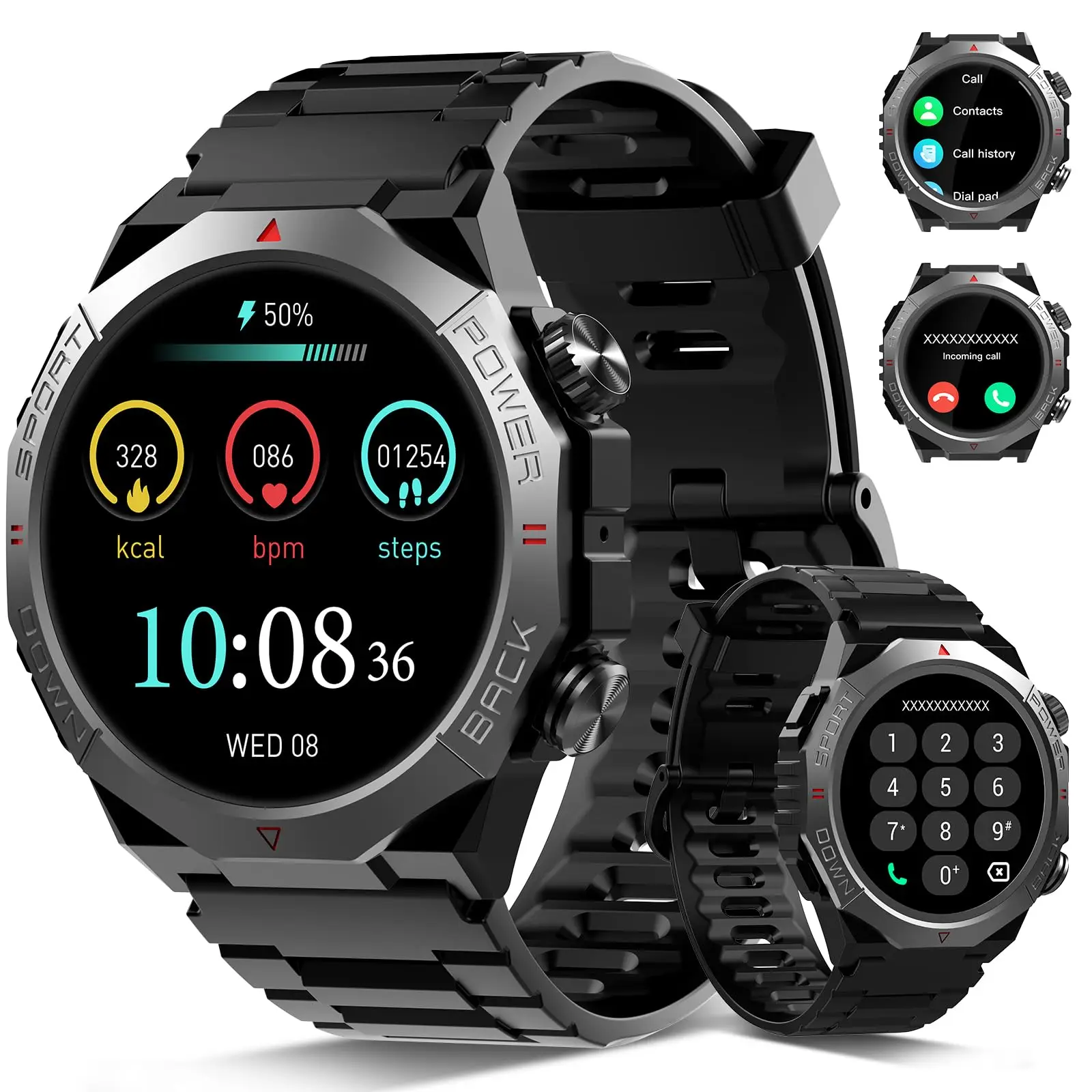 Smart Watch for Men 1.39" HD Touchscreen, IP68 Waterproof Military Smartwatch with 110+ Sports Modes, Heart Rate Sleep Monitor, Bluetooth Call, 7-30 Days Battery for Android iOS. photo 1