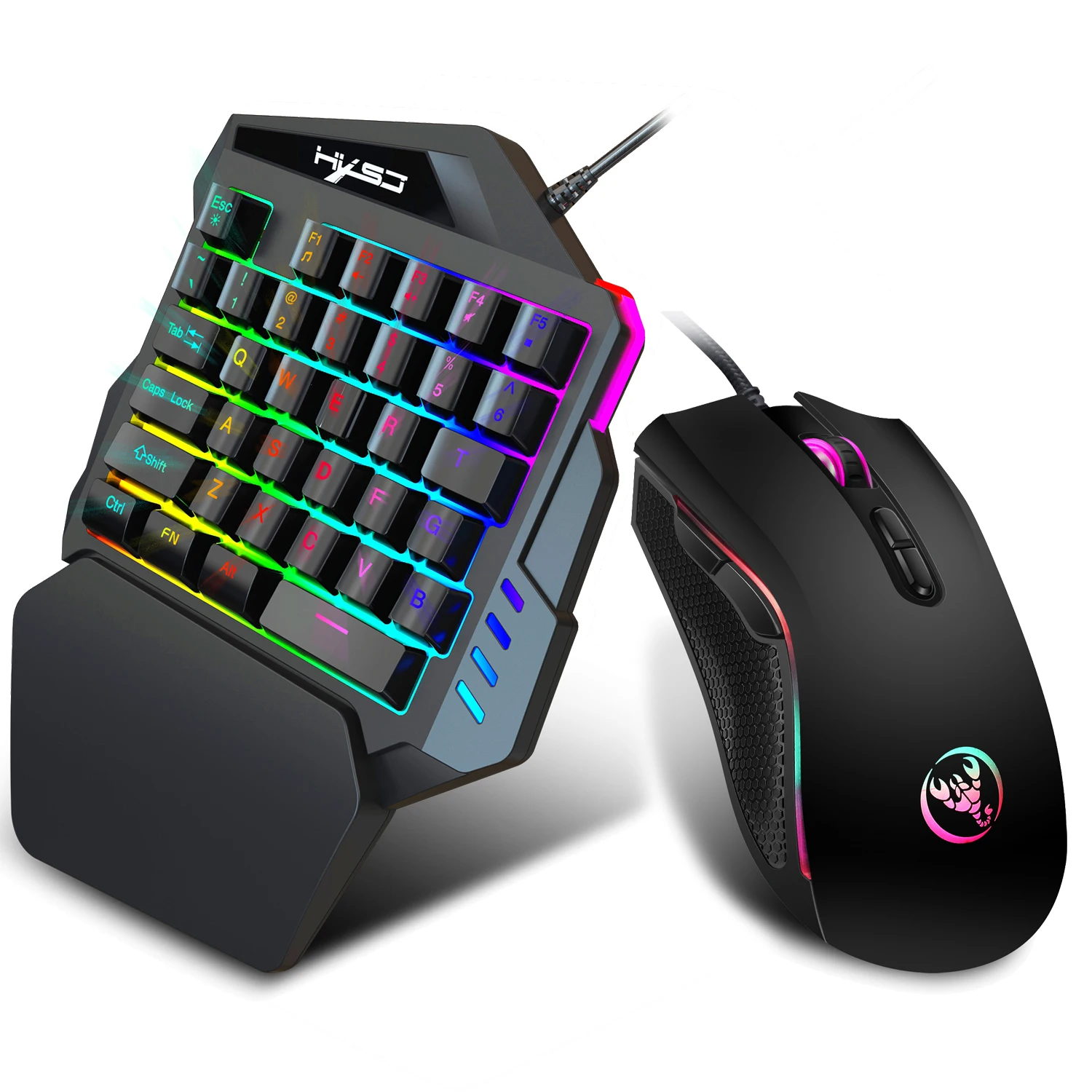 Gaming One-Handed Keyboard And Mouse Set with 35 Keys, Dual-Color Injection Molded Keycaps, Colorful Backlight, USB Plug-And photo 1
