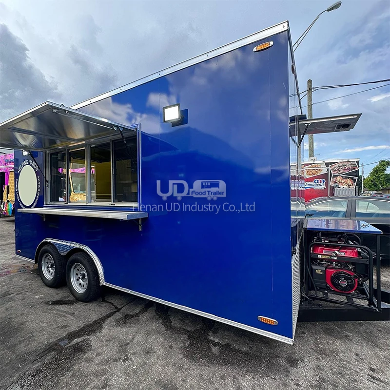 Mobile Fast Food Trailers Fully Equipped Enclosed Trailer BBQ Vending Cart Restaurant Food Truck with Full Kitchen photo 2