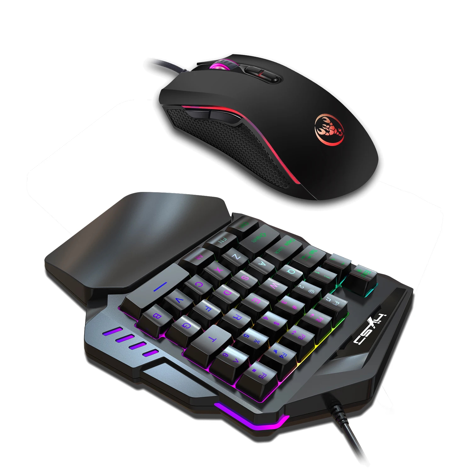 Gaming One-Handed Keyboard And Mouse Set with 35 Keys, Dual-Color Injection Molded Keycaps, Colorful Backlight, USB Plug-And photo 4