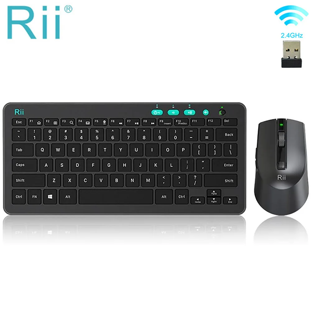 Rii RKM709 2.4G Wireless RU/US Keyboard & Mouse Combo Multimedia Office Keyboard for PC Laptop Desktop photo 1