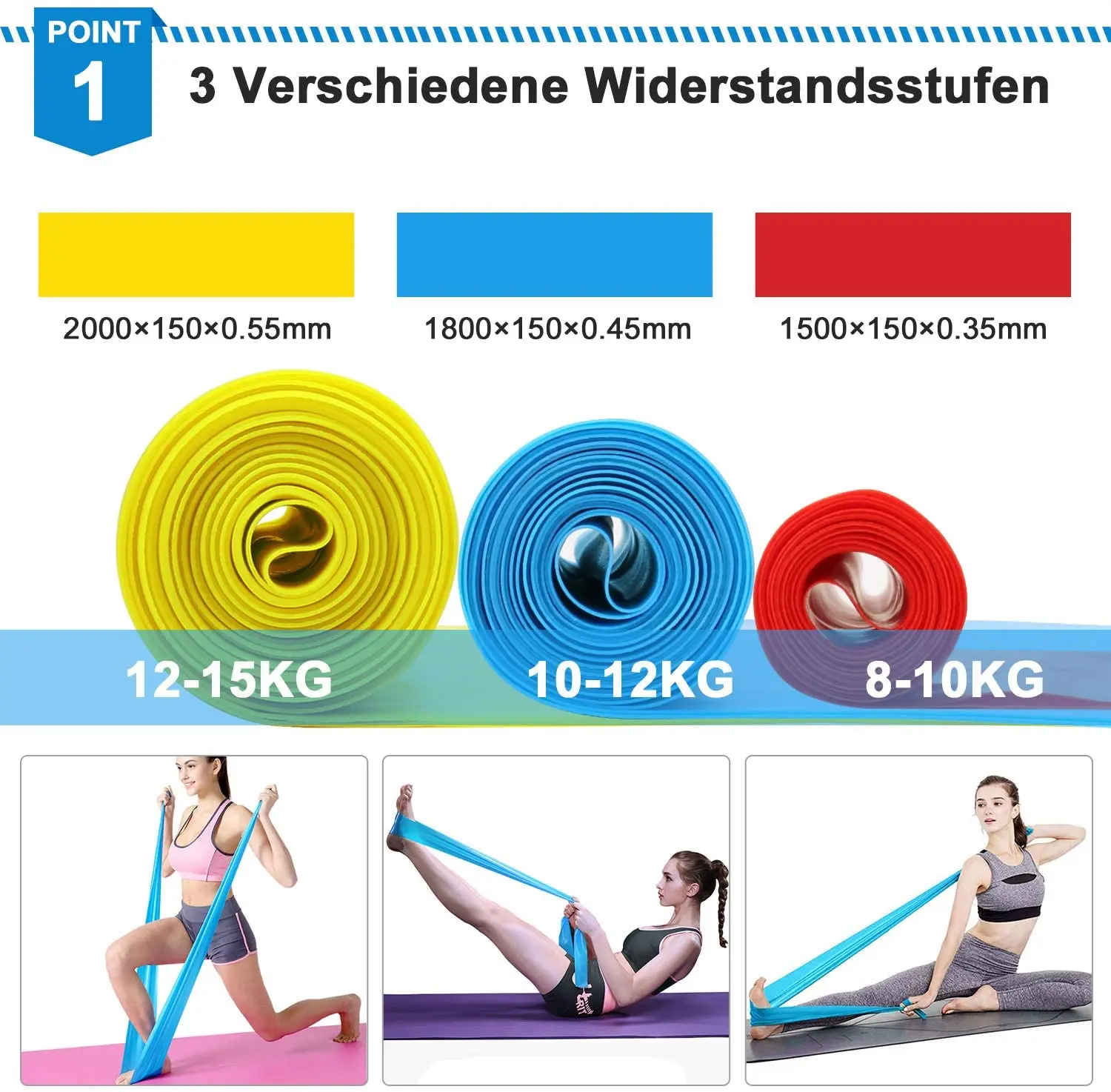Elastic Fitness Bands 3Pcs Resistance Bands Elastic Fitness Tapes Yoga Pilates Crossfit Stretching Muscular Work Out Equipment photo 2
