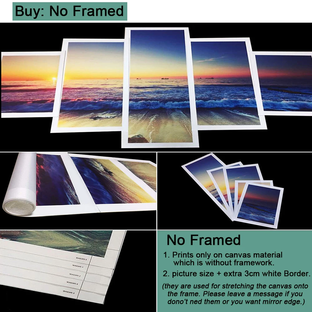 Drop Shipping 5 Pieces Wall Art Canvas Set Custom Anime Figure Poster Customized Family Kids Photos Canvas Painting Home Decor photo 5