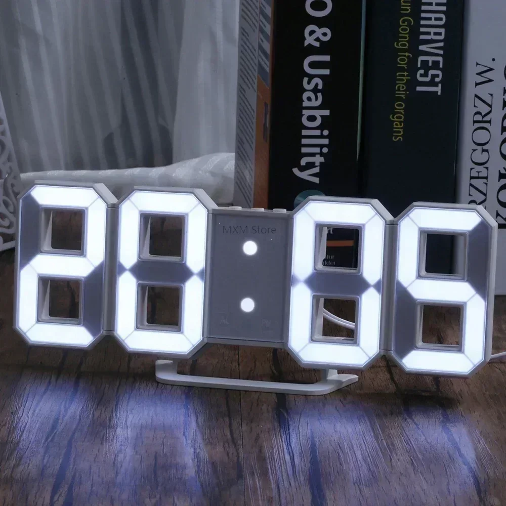 3D LED Digital Clock Wall Decoration Glow Night Mode Decoration for Home Adjustable Electronic Watch Clock Decor Clocks Garden photo 1