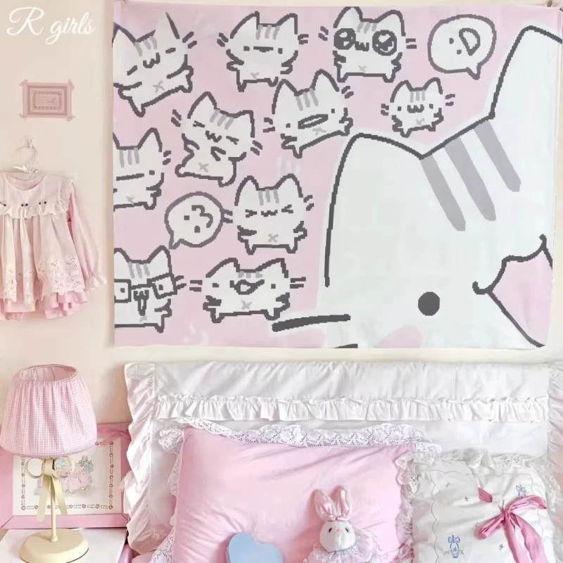 Super Cute Kitten Print Tapestry, Indoor Wall Hanging Decor for Bedroom Dorm Bedside photo 2