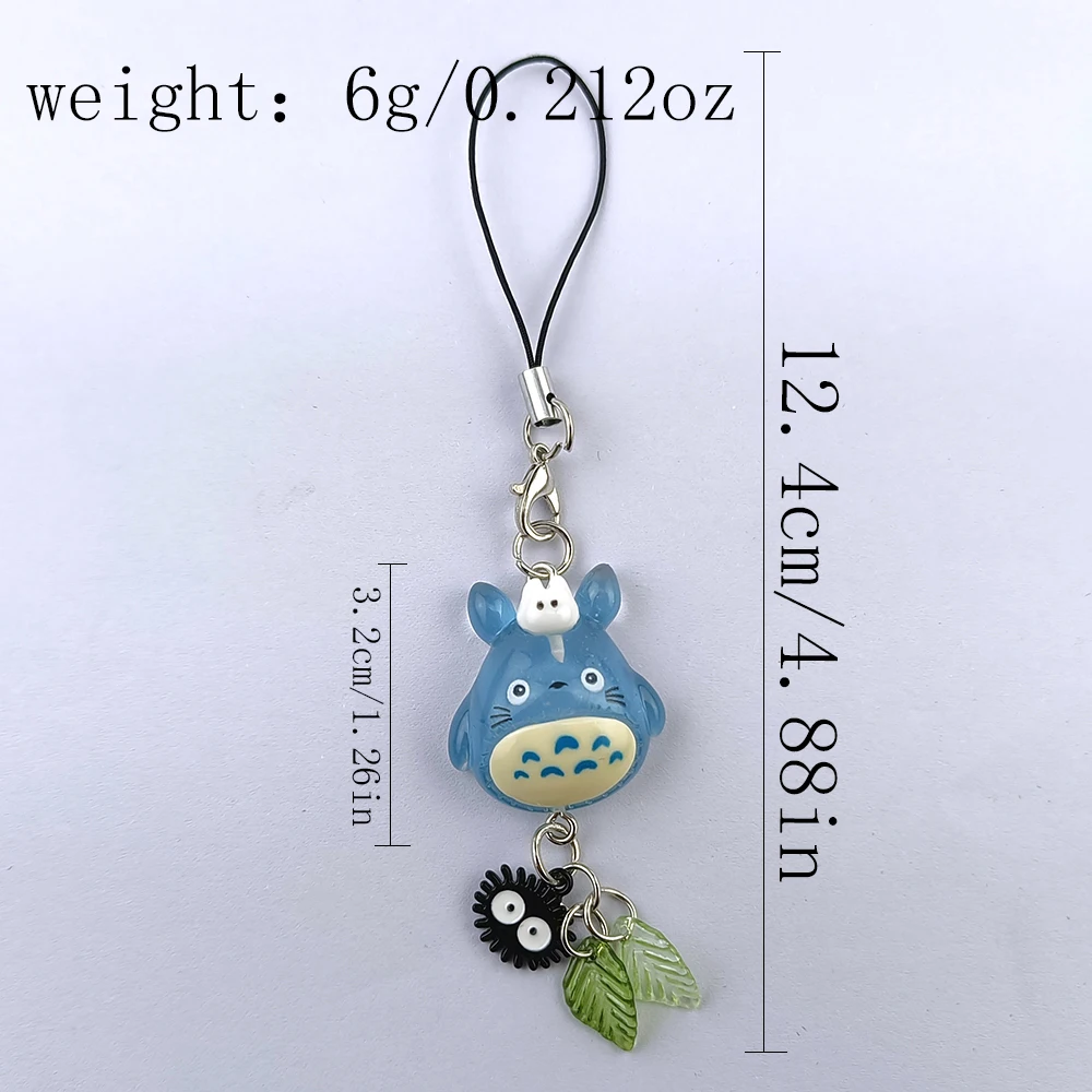 Kawaii Blue Animal Totoro Phone Charm Soot Sprite Keychain Woodland Anime Cat Cosplay Pendant Accessories Handmade Y2K Gift photo 6