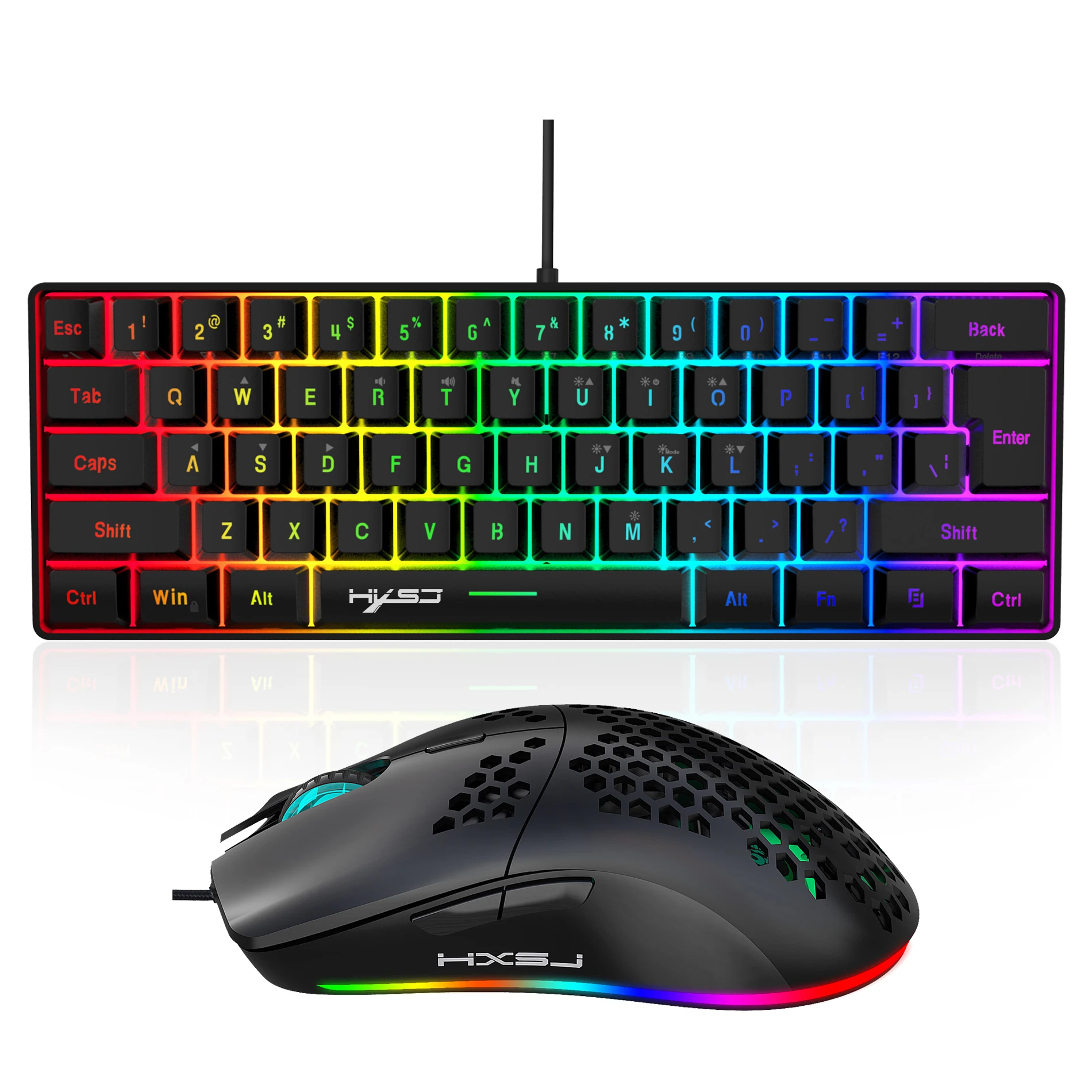 Hot Selling HXSJ 61 Keys V700 RGB Luminous Mechanical Feel Keyboard and Mouse Combos Gaming Set for Computer Game photo 5