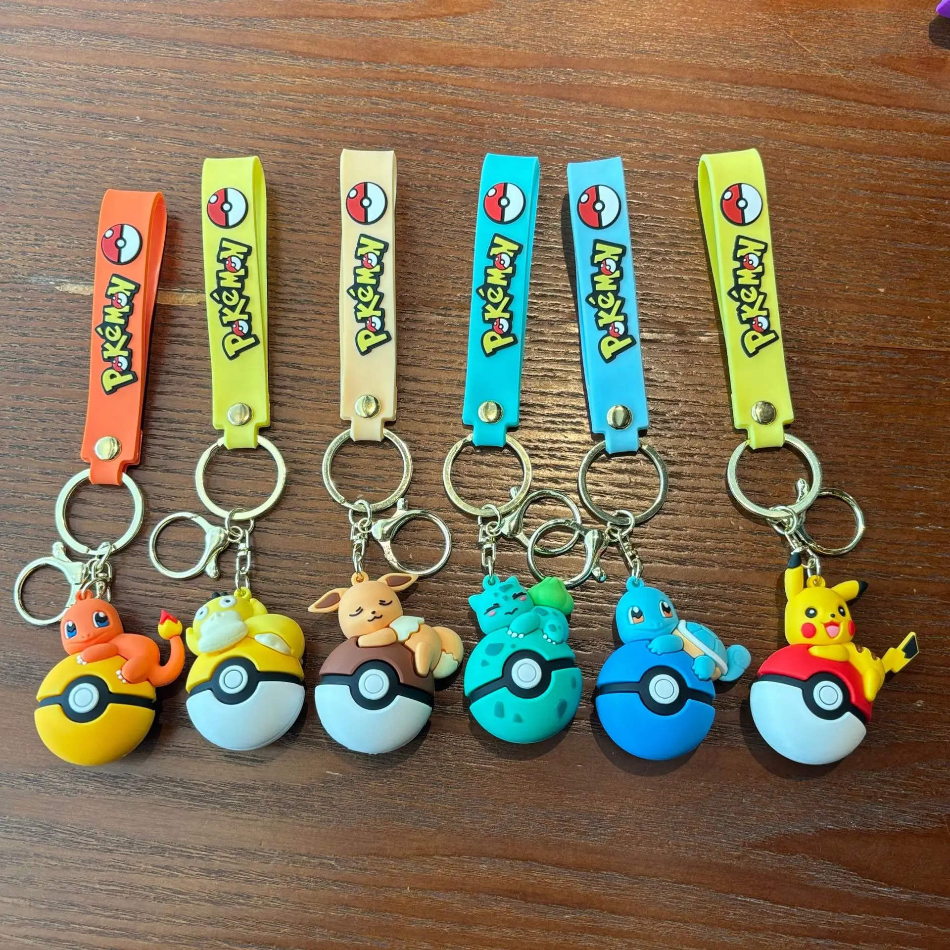 Pokémon Poké Ball Keychain Set, Pikachu Eevee Charmander figure Keychain, Anime Collectible Key Ring for Bag Backpack Gift photo 3