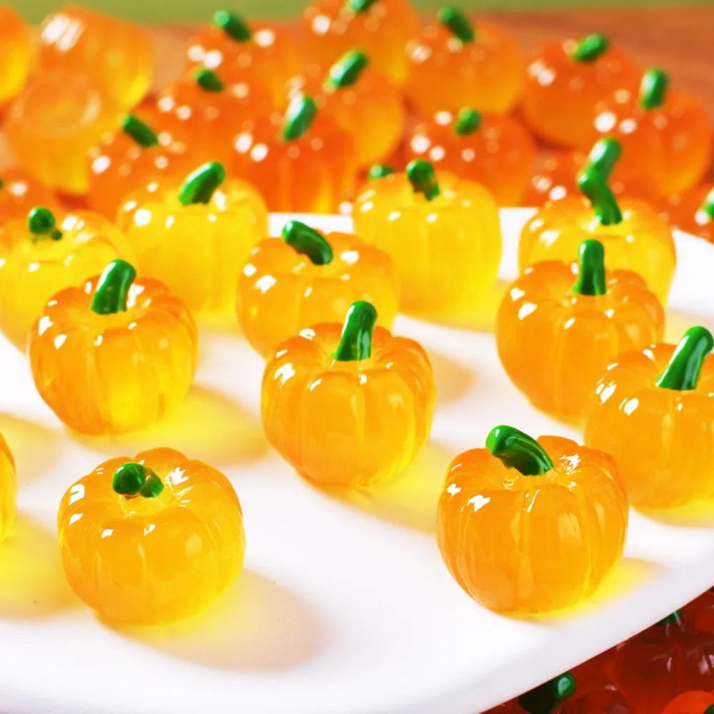 10-100Pcs Halloween Mini Clear Resin Pumpkin Ornaments Tiny Pumpkin Figurines Micro Landscape Accessories Fairy Garden DIY Decor photo 6