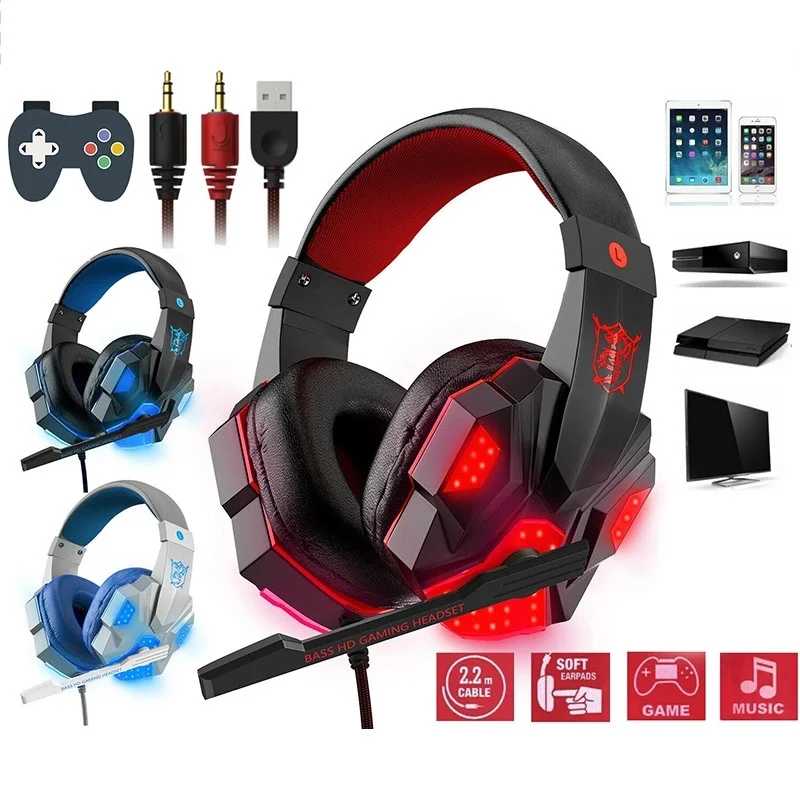3.5mm Wired Gaming Headsets With 120° Adjustable Noise Cancelling Microphone Gamer Headphones For PS4/PS5/Xbox Smartphone Laptop photo 1