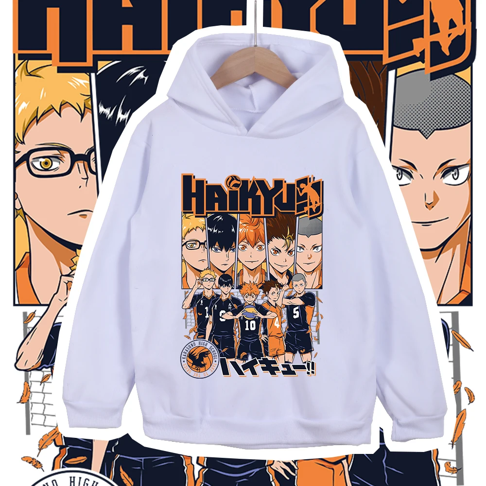 Haikyu Characters Print Kids Cotton Hoodie Anime Clothing Unisex Boys Girls Casual Sweatshirt for Children Cosplay Costume photo 2