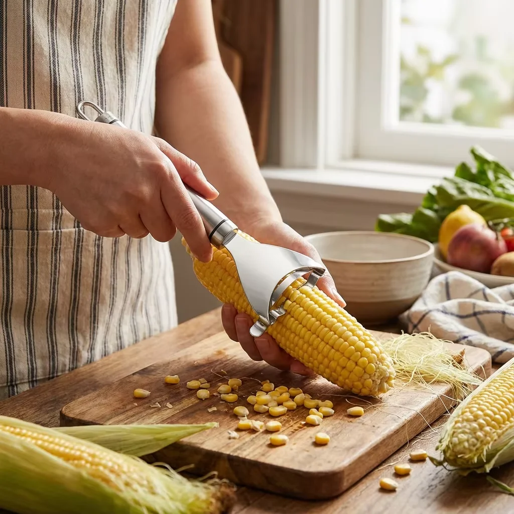 Home Y-Shaped Corn Peeler - Stainless Steel Fast Kernel Remover 3 Seconds Per Corn Kitchen Corn Shelling Lazy Tool photo 1