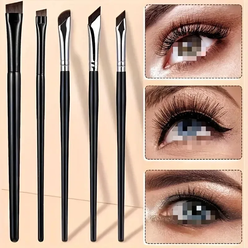 5Pcs Eye Makeup Brush Set, Oblique Flat Blade Eyeliner Brush Sickle-Shaped Angled Eyebrow Brush for Eye Makeup photo 1