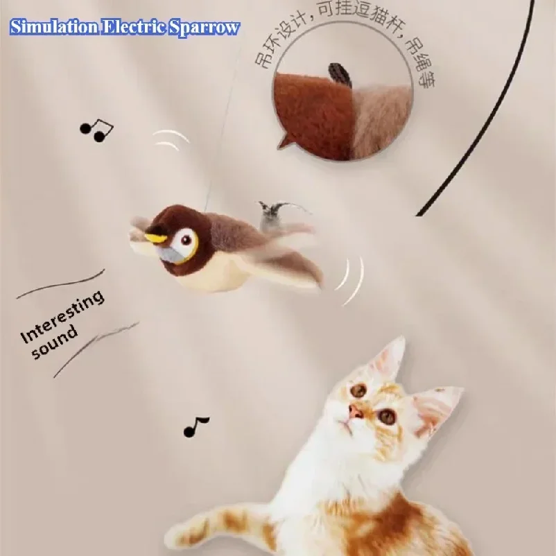 Hot Cat Interactive Toys Catnip Electric Pat Bird (with Catnip) Dog Cats Touch-Activated Squeaky Plush Toy Pet USB Rechargeable photo 3