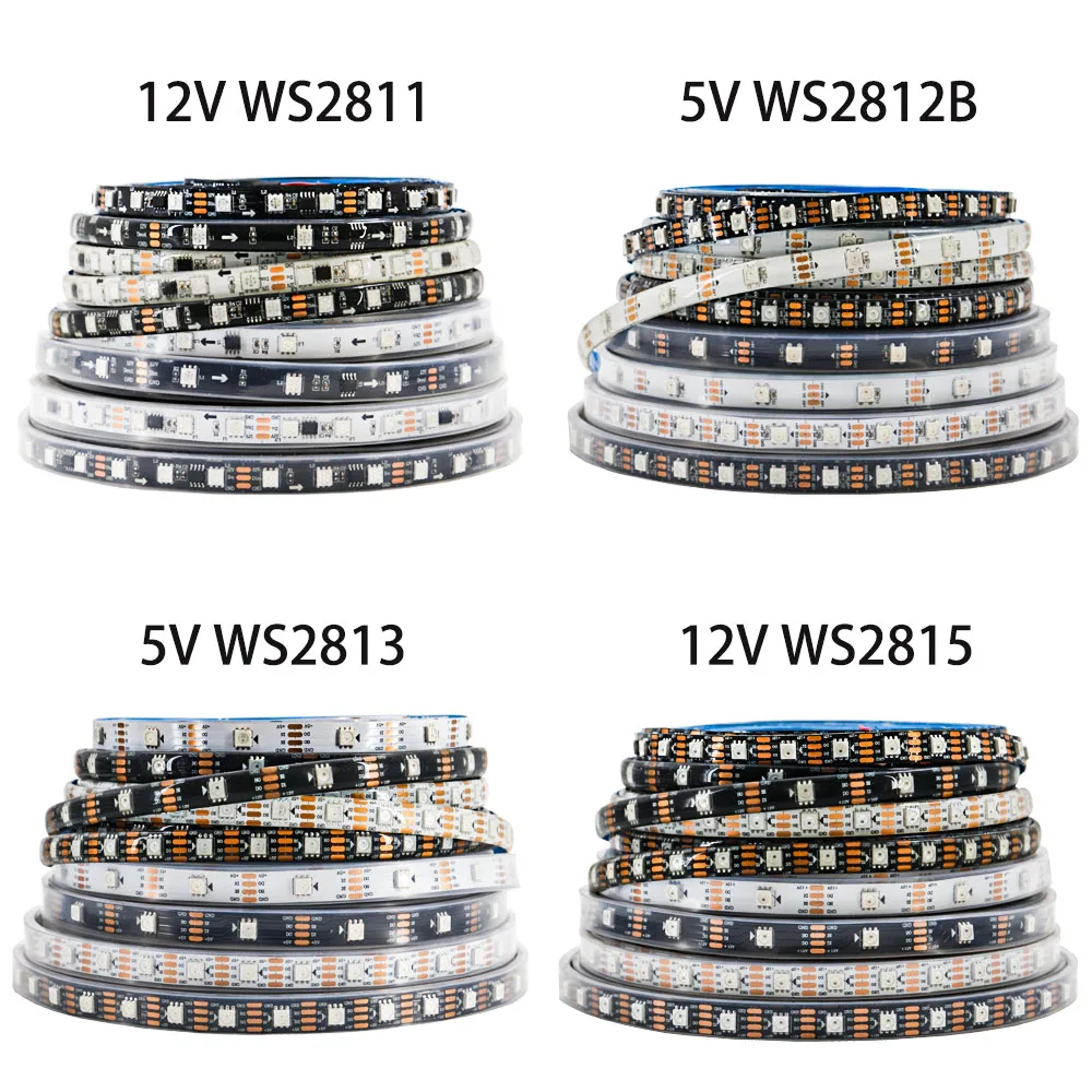 WS2812B WS2811 WS2813 WS2815 5050 RGB Smart LED Strip Lights WS2812 Individually Addressable IC 30/60/144Pixels/Leds/m Tape photo 1