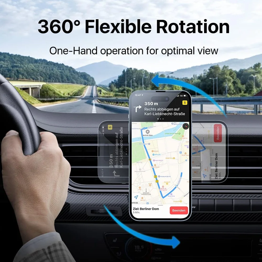 Car Magnetic Phone Holder 15W Magnetic Wireless Charger Phone Mount  LED Lights Magsafe Charger for iPhone Samsung Xiaomi photo 5