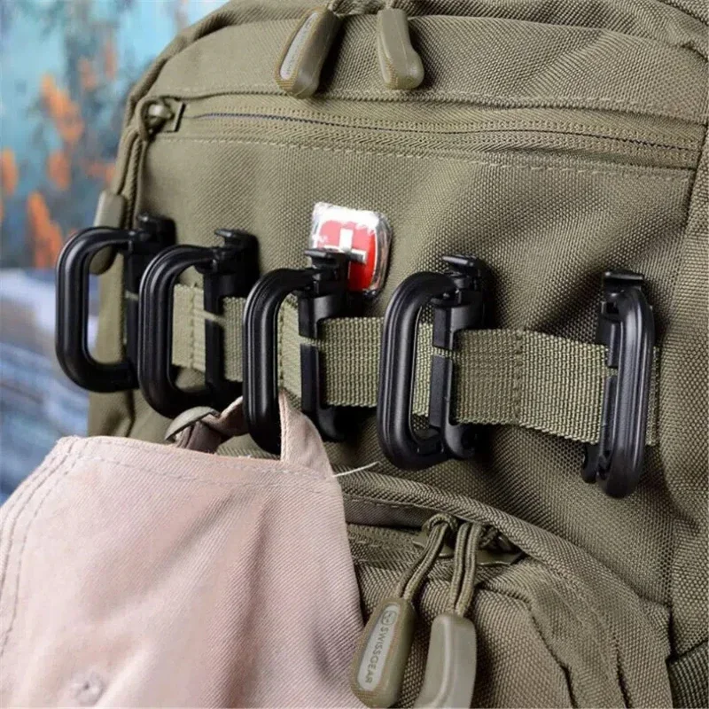 5PC Plasctic Shackle Carabiner D-ring Clip Molle Webbing Backpack Buckle Snap Lock Grimlock Multi Outdoor Hiking Camping Gear photo 5