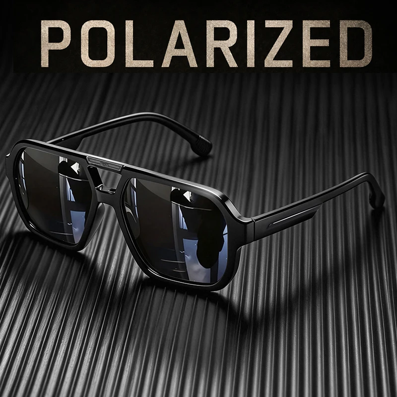 Polarized Pilot Sunglasses Men Women 2026 Retro Square Double Bridge Vintage Sun Glasses UV400 Driving Outdoor photo 1