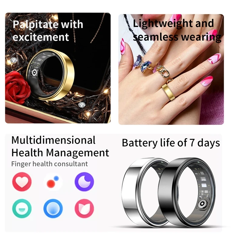 2026 Smart Ring Bluetooth Call Heart Rate Blood Pressure Monitor 5ATM Waterproof Health Ring Men Women For Xiaomi Gift photo 3
