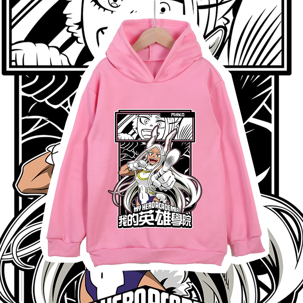 Kids Anime Mha Mirko Print Cotton Hoodie Sweatshirt for Boys Girls 100-160cm Casual Childrens Pullover Cartoon Clothes photo 4