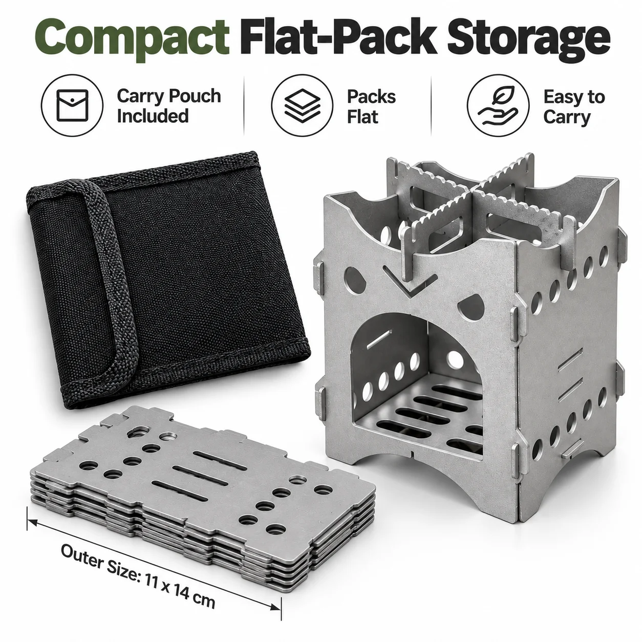 Pure Titanium Wood Stove 1mm/2mm Flat-Pack Card Stove Portable Titanium Camp Stove for Backpack Bushcraft Hiking Outdoor Cooking photo 3