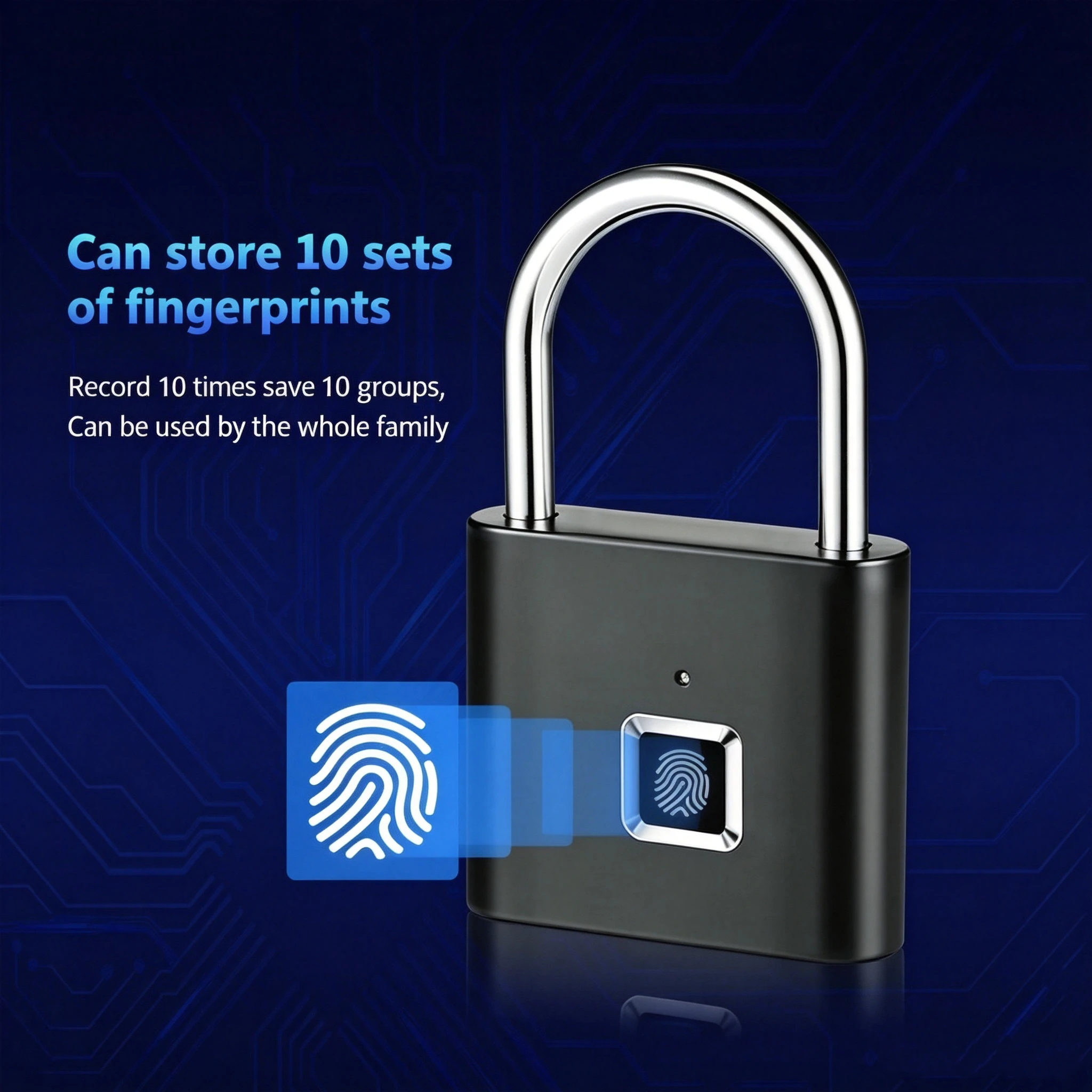 Smart Fingerprint Padlock Waterproof Fingerprint Keyless Door Lock Type C Rechargeable Security Padlock for House photo 4